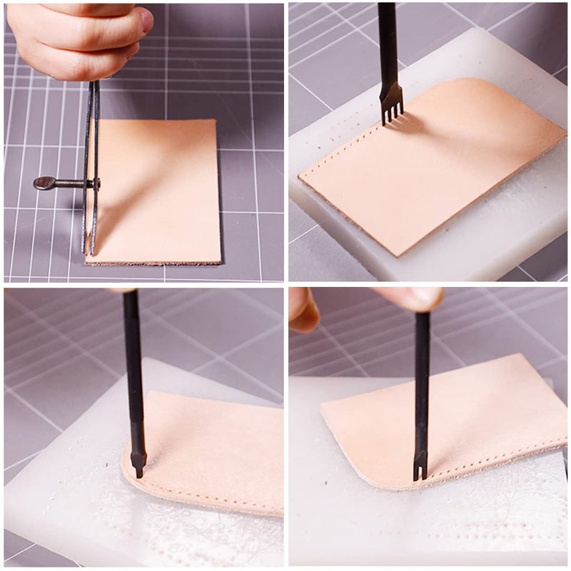 Ldirect Leather Lacing Stitching Punches 1/2/4/6 Prong DIY Hole Tool Stainless Steel Leather Craft Kits (3mm) - Image 3